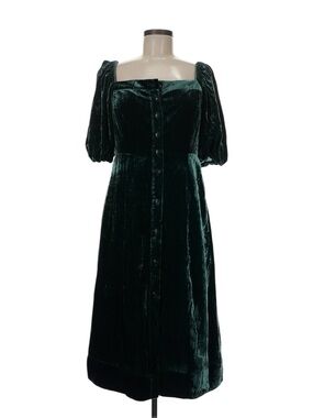 j crew green velvet dress J. Crew | Dresses | J Crew Forest Green Velvet Sleeveless Ruffle Collar  Midi Dress 4